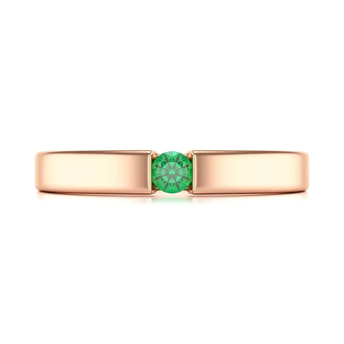 Round Shape Tension Set Emerald Ring in 18ct Gold and Platinum - Image 11