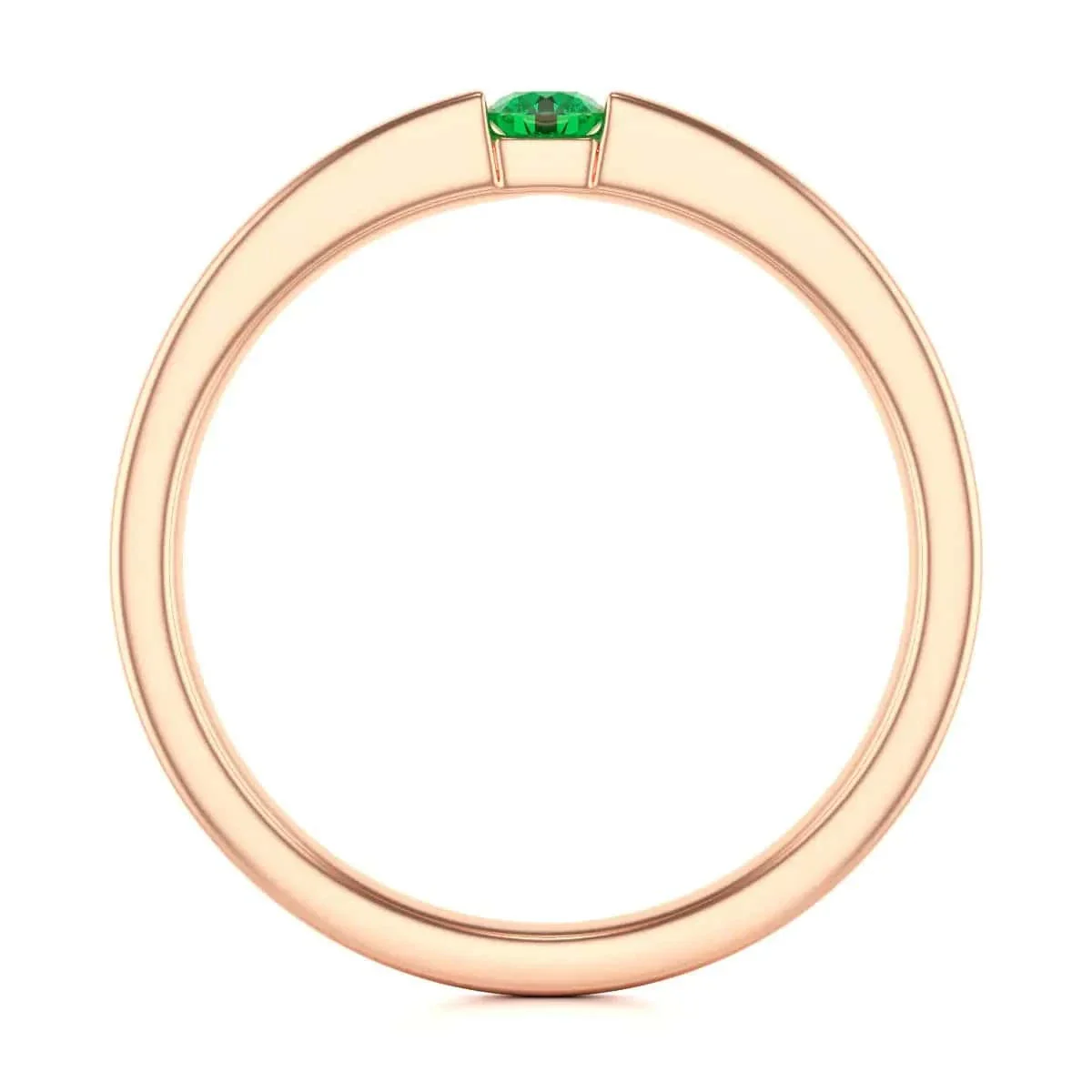 Round Shape Tension Set Emerald Ring in 18ct Gold and Platinum - Image 12
