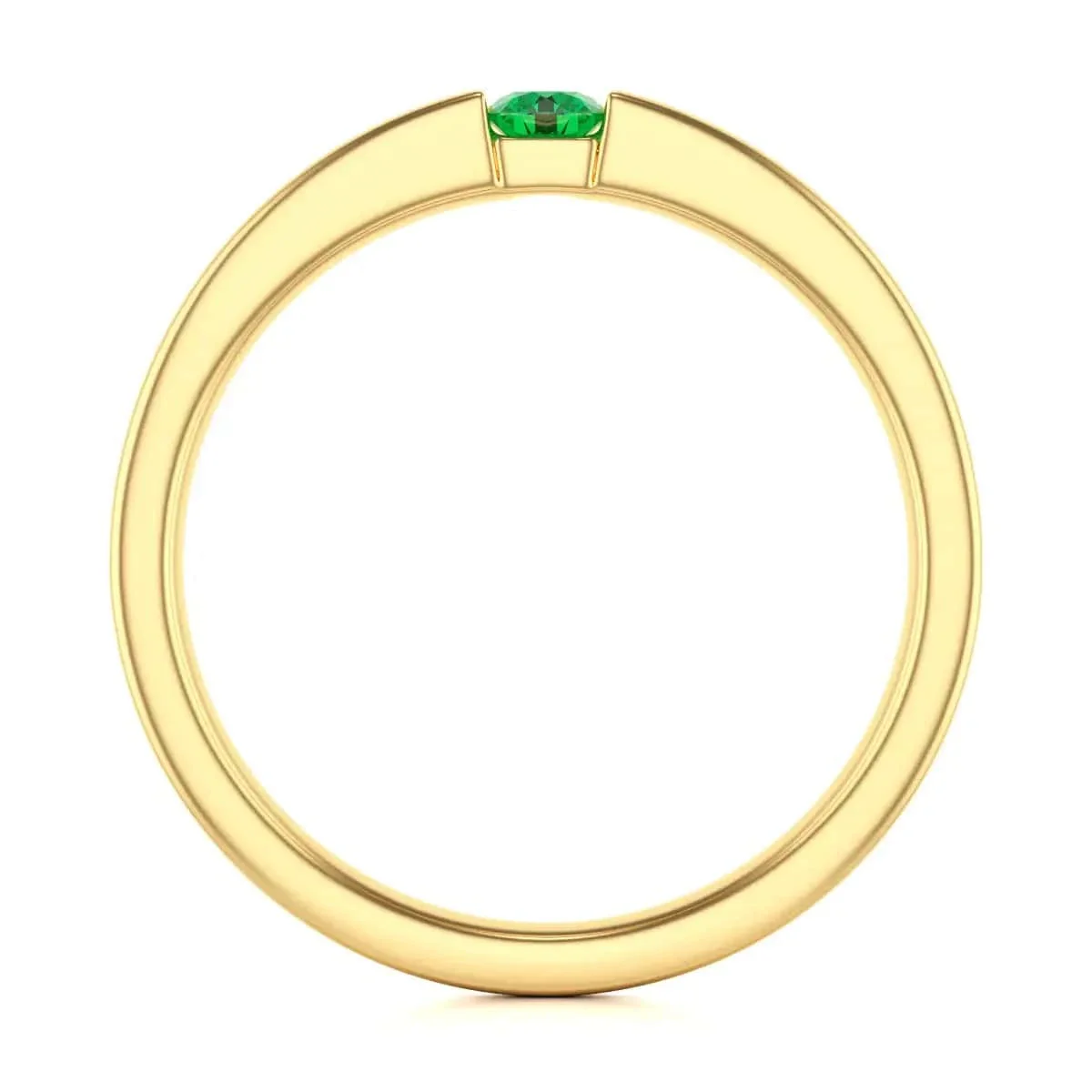 Round Shape Tension Set Emerald Ring in 18ct Gold and Platinum - Image 3