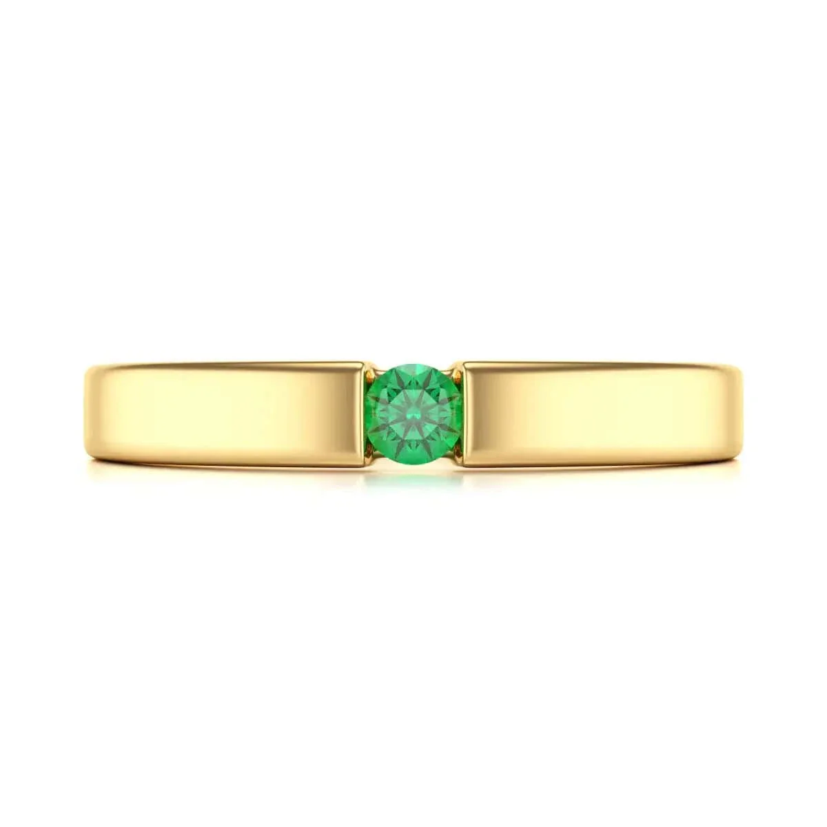 Round Shape Tension Set Emerald Ring in 18ct Gold and Platinum - Image 4