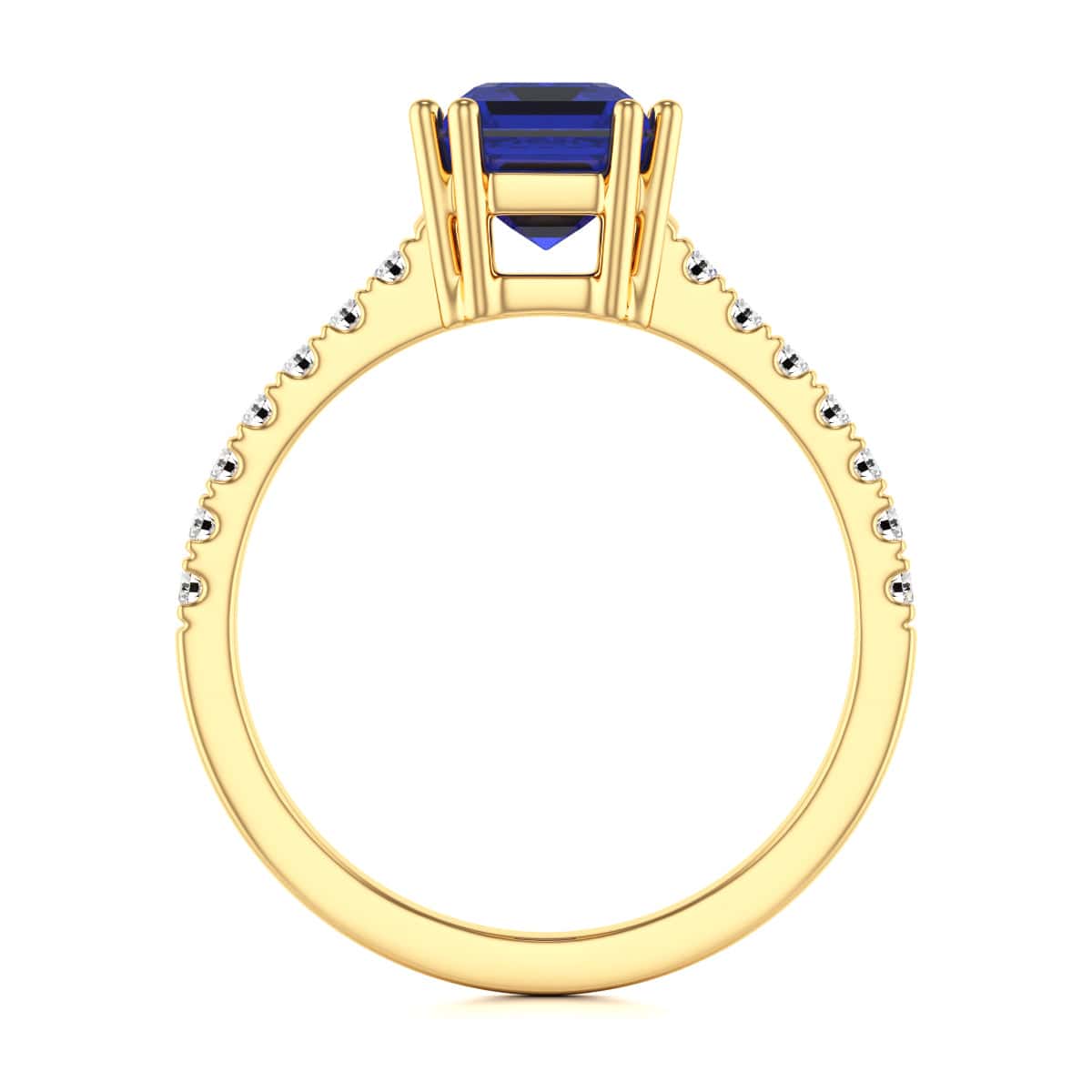 Blue Sapphire with Diamond Set Shoulders Dress Ring - Image 3