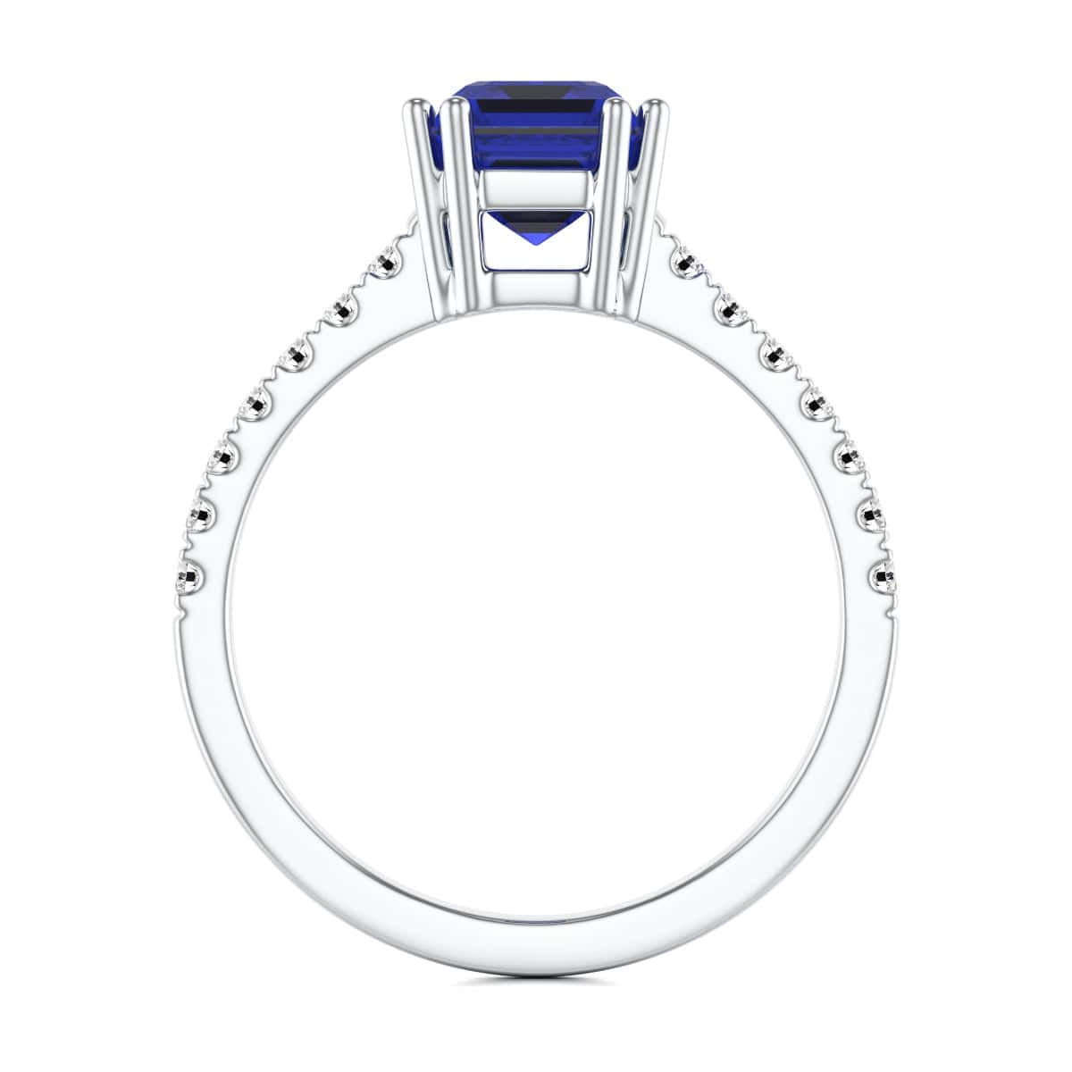 Blue Sapphire with Diamond Set Shoulders Dress Ring - Image 6