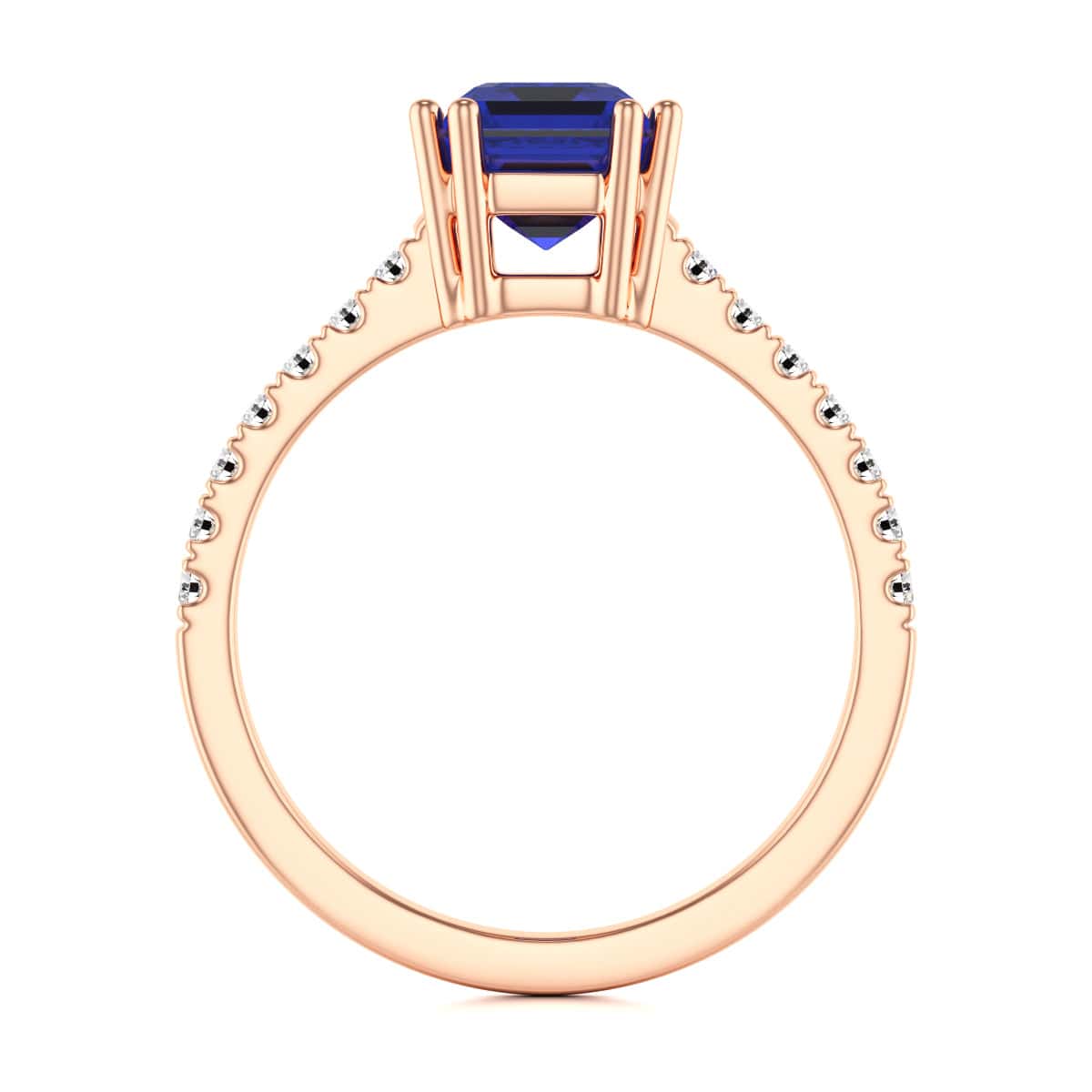 Blue Sapphire with Diamond Set Shoulders Dress Ring - Image 9