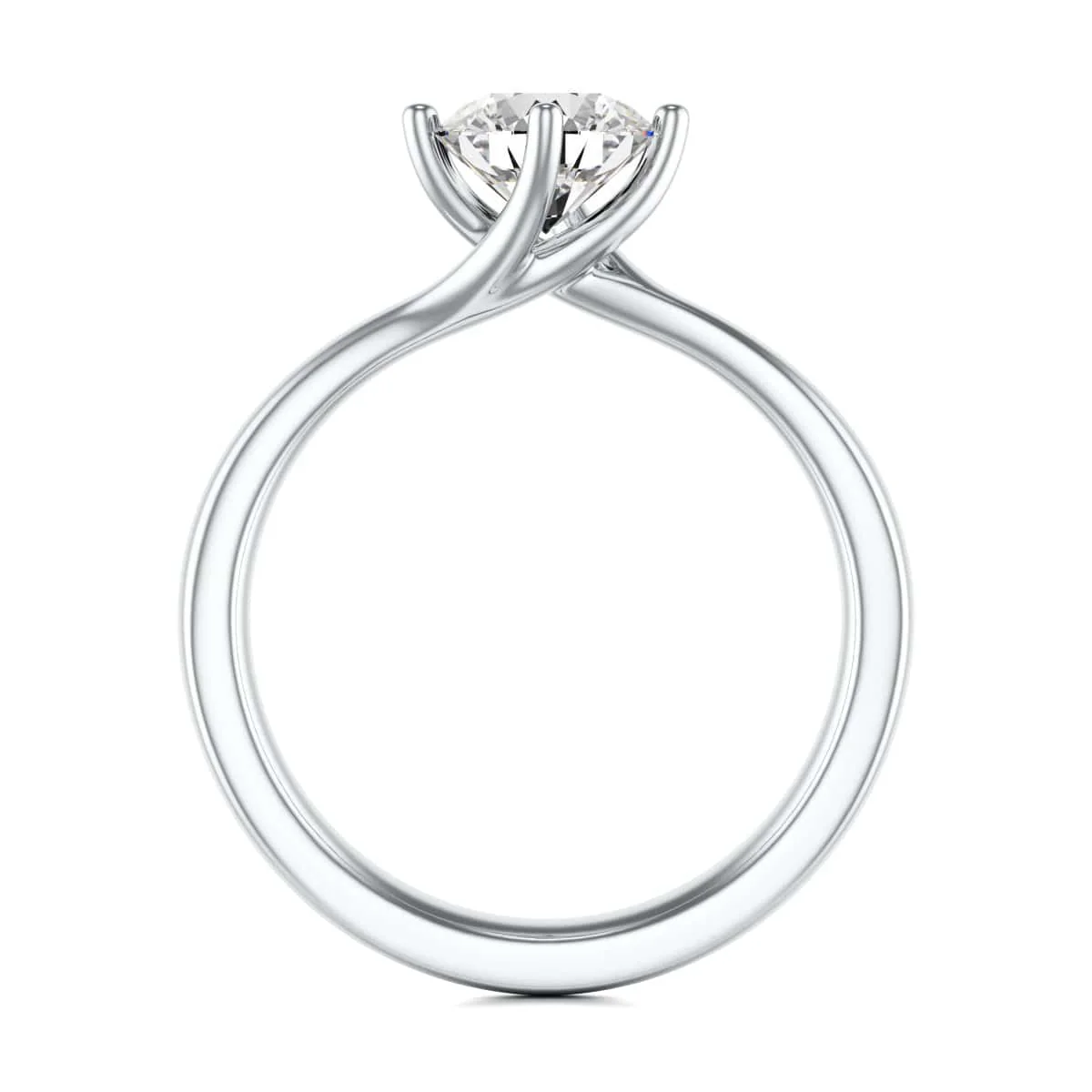 Diamond Engagement Ring- Round Four Claw Twist - Image 4