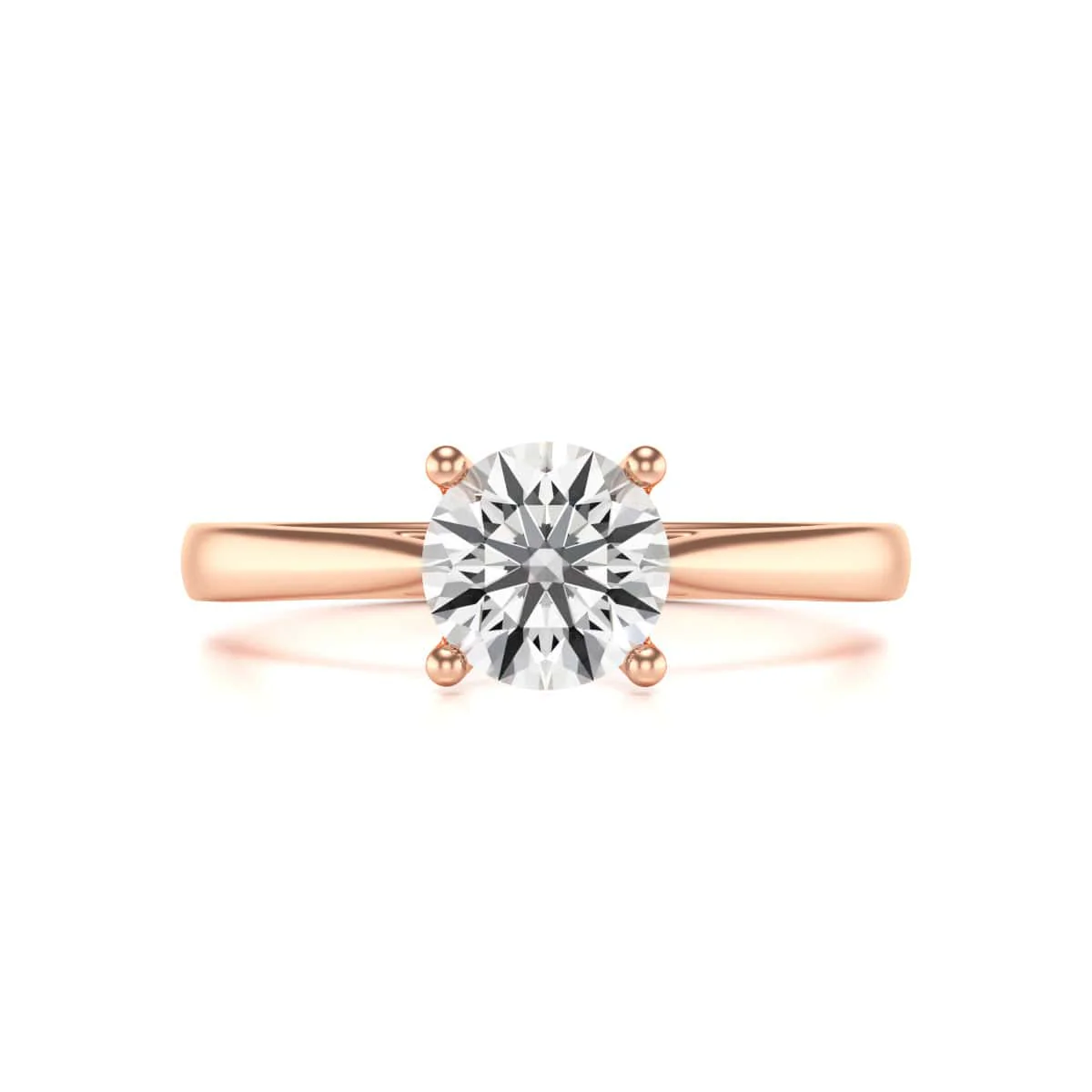 Diamond Engagement Ring- Round 4 Claw Open Front Split Tapered Shank - Image 11