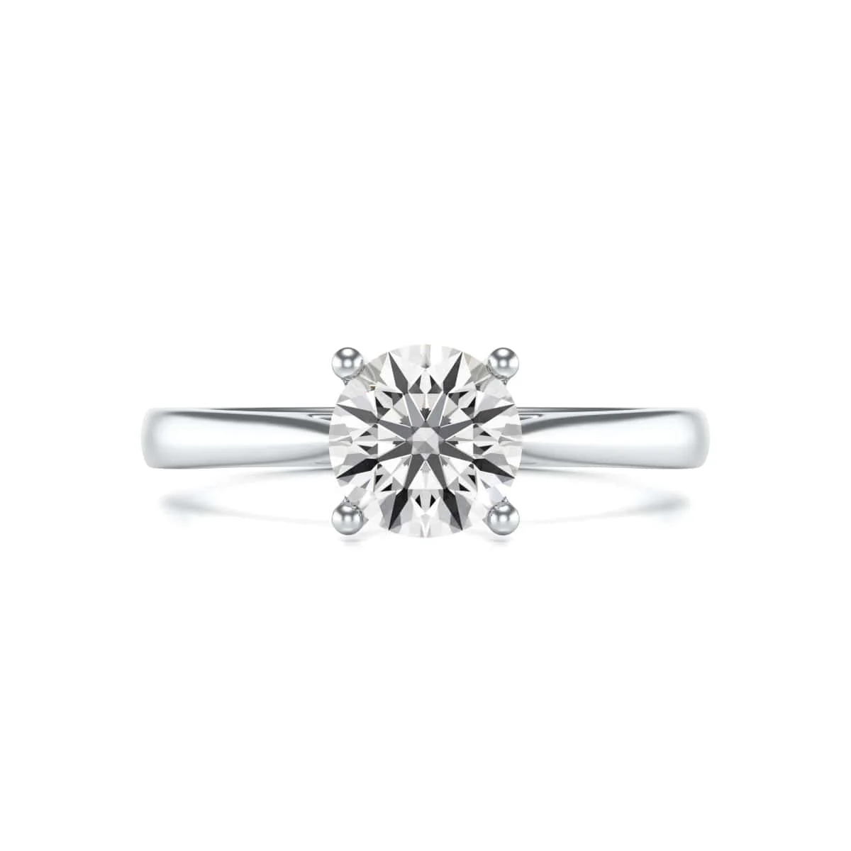 Diamond Engagement Ring- Round 4 Claw Open Front Split Tapered Shank - Image 3