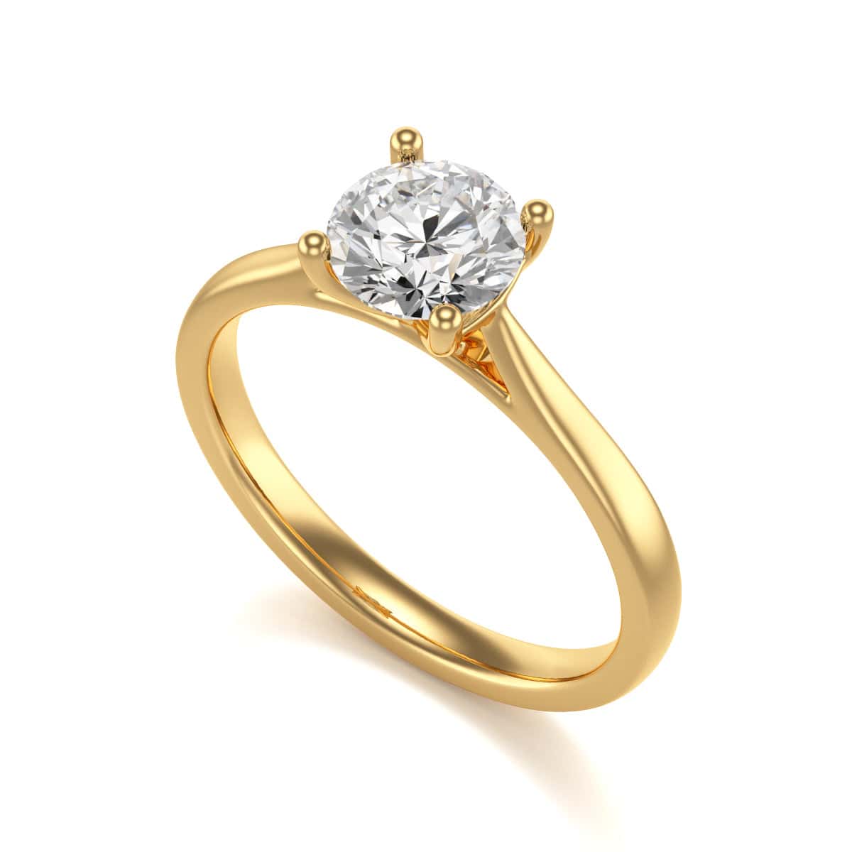 Diamond Engagement Ring- Round 4 Claw Open Front Split Tapered Shank - Image 6