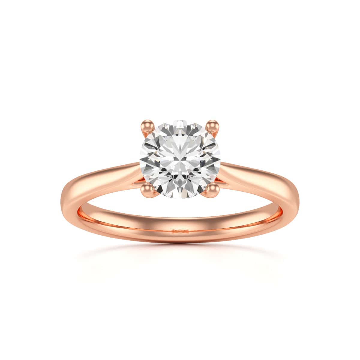 Diamond Engagement Ring- Round 4 Claw Open Front Split Tapered Shank - Image 9