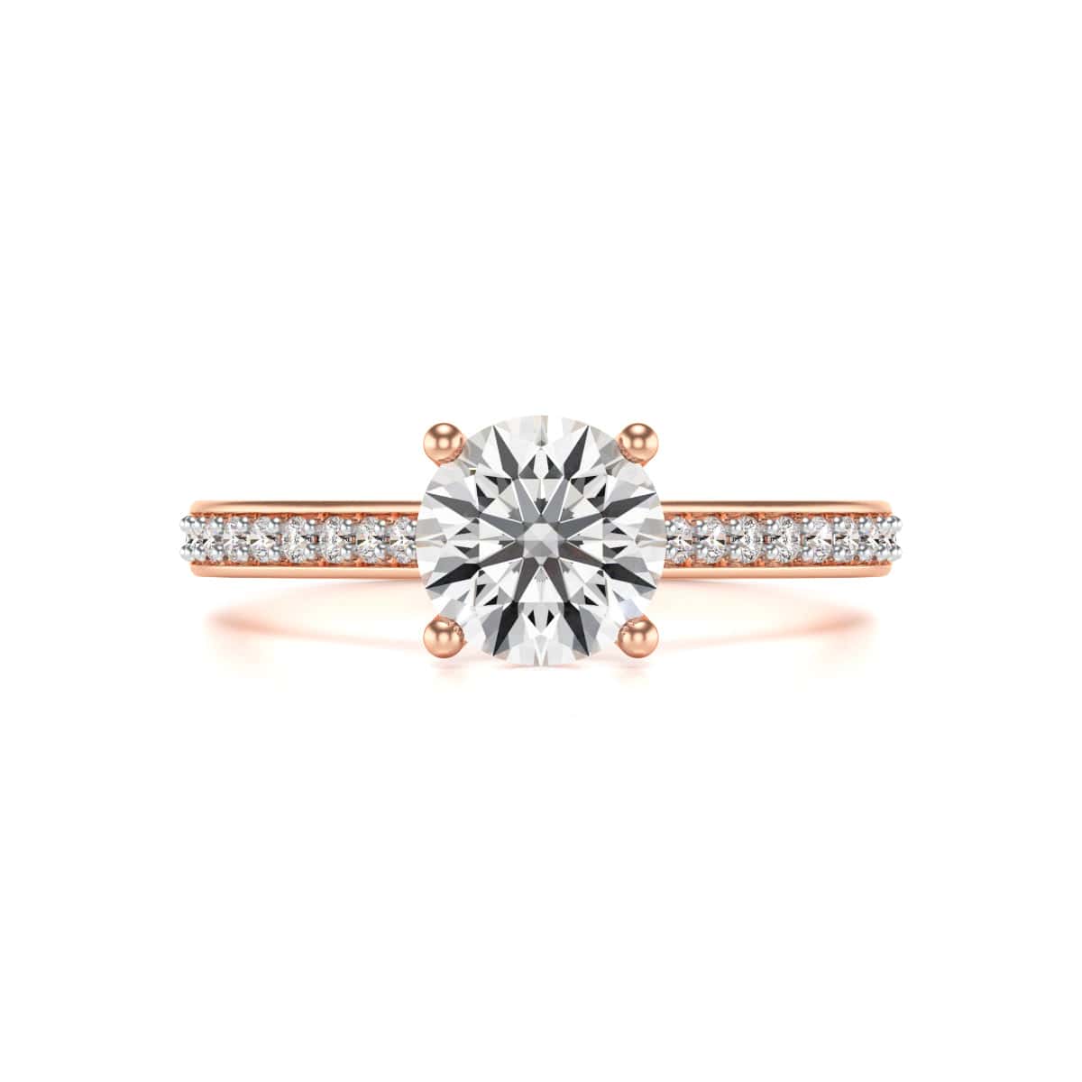Diamond Engagement Ring- Round Four Claw Grain Set Parallel Shank - Image 11