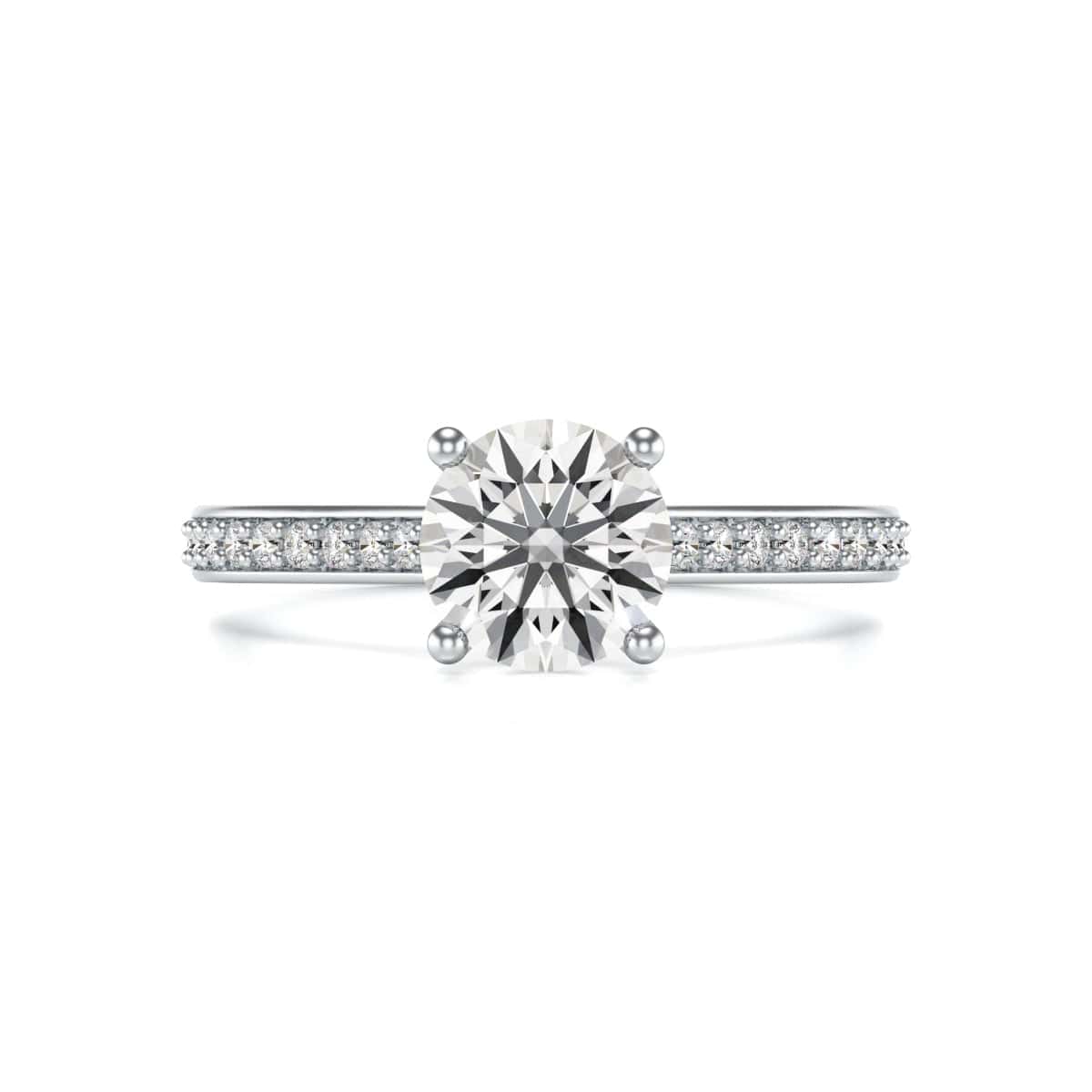 Diamond Engagement Ring- Round Four Claw Grain Set Parallel Shank - Image 3