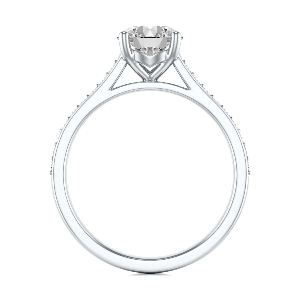 Diamond Engagement Ring- Round Four Claw Grain Set Parallel Shank - Image 4
