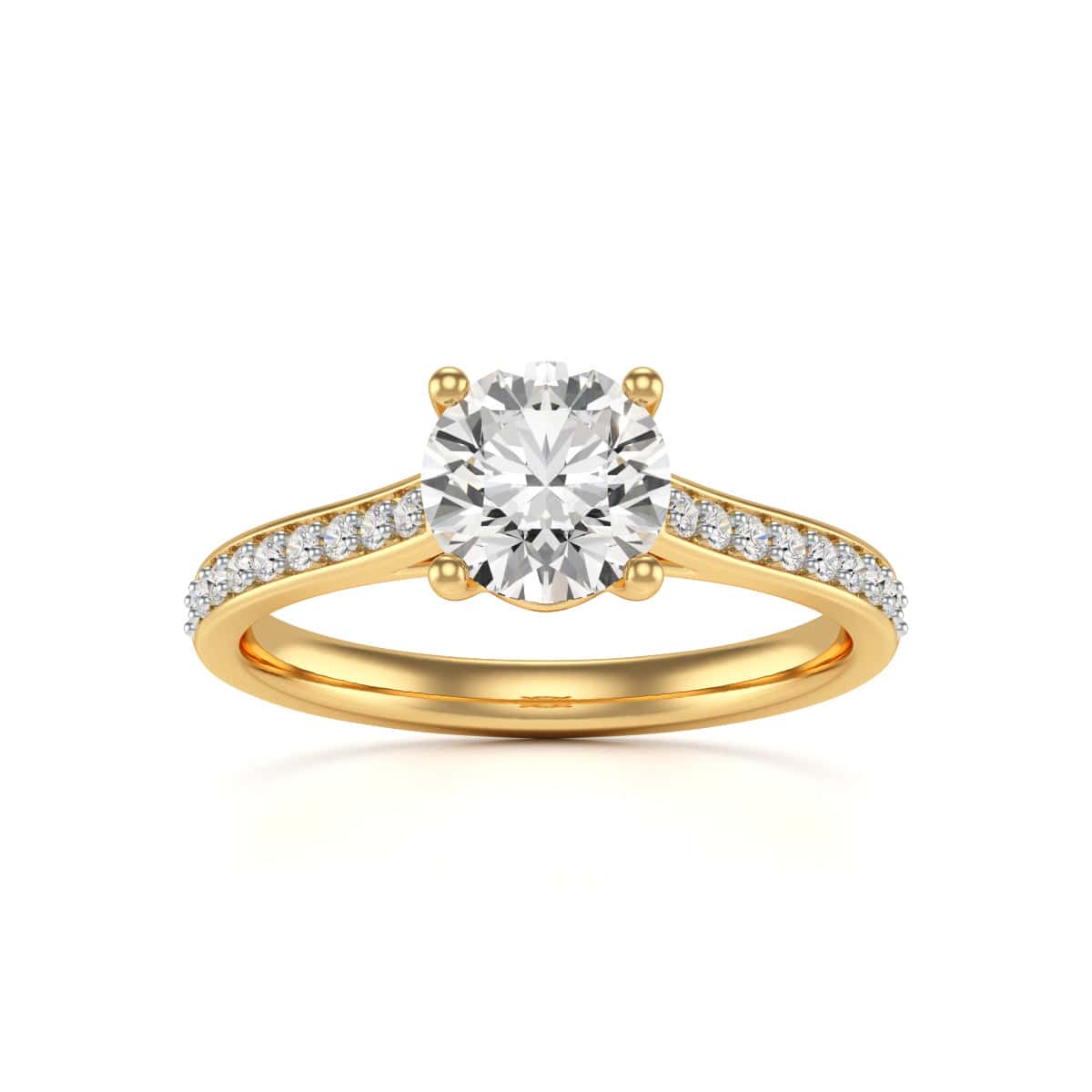 Diamond Engagement Ring- Round Four Claw Grain Set Parallel Shank - Image 5