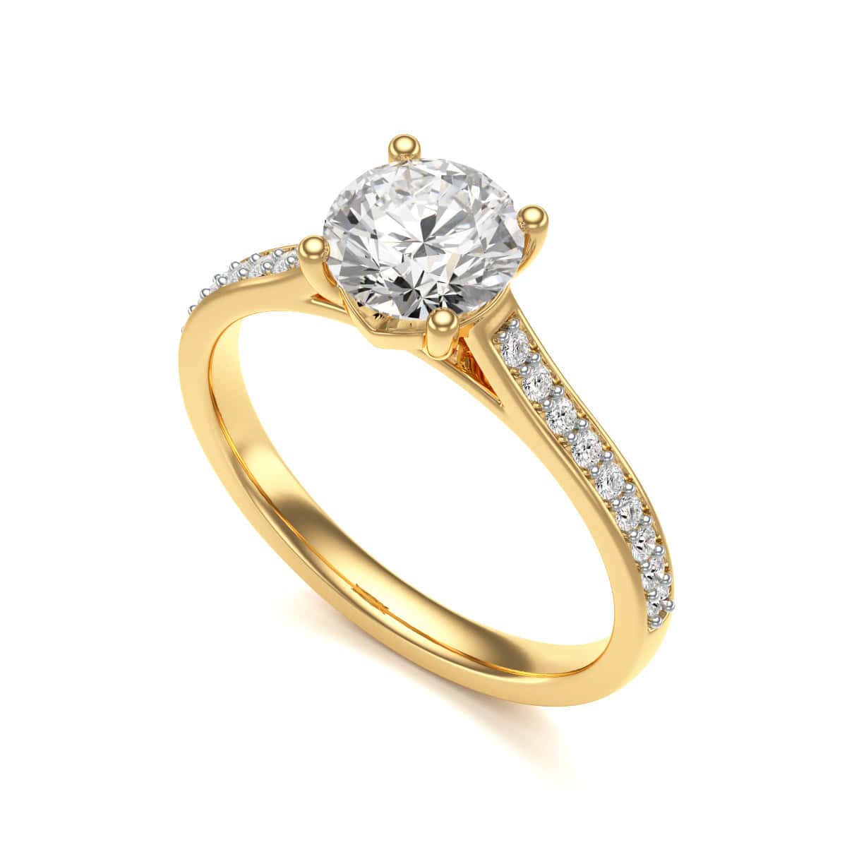 Diamond Engagement Ring- Round Four Claw Grain Set Parallel Shank - Image 6