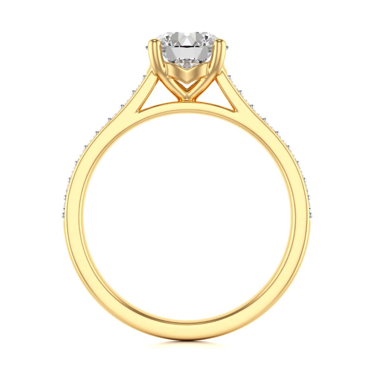Diamond Engagement Ring- Round Four Claw Grain Set Parallel Shank - Image 7