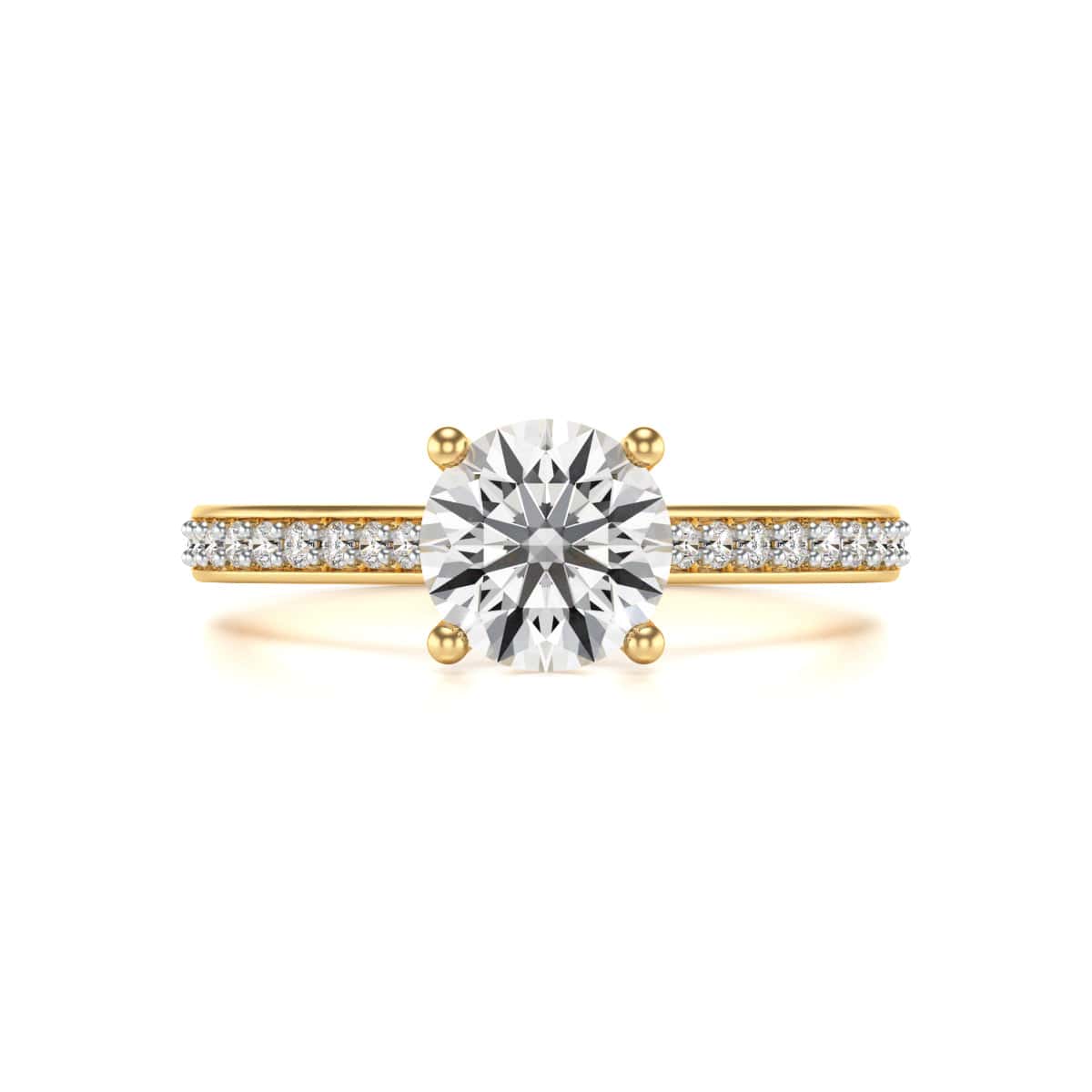 Diamond Engagement Ring- Round Four Claw Grain Set Parallel Shank - Image 8