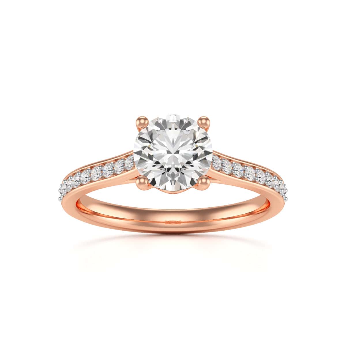 Diamond Engagement Ring- Round Four Claw Grain Set Parallel Shank - Image 9