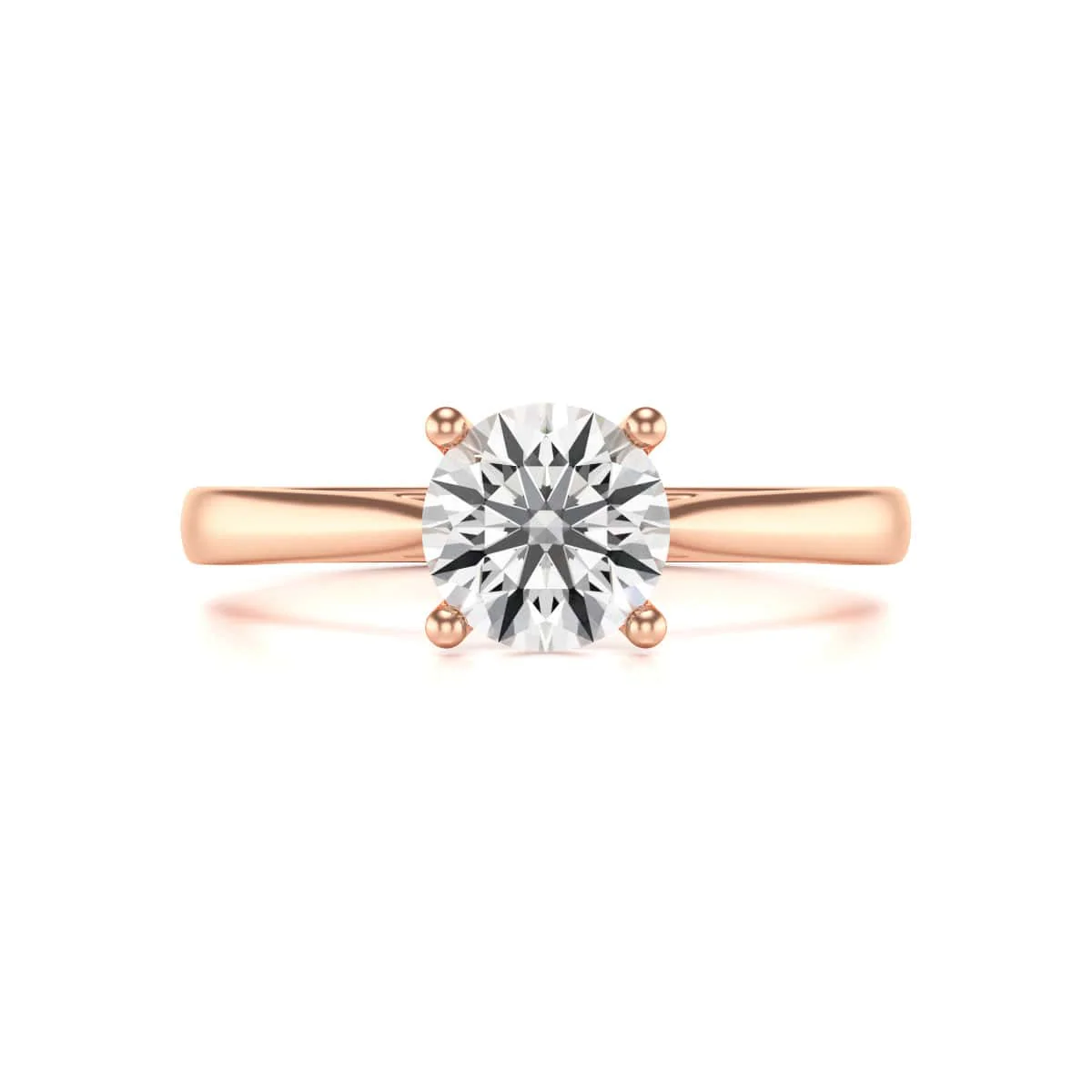 Diamond Engagement Ring- Round Four Claw Split Tapered Shank - Image 11