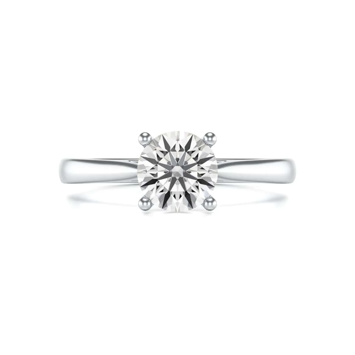 Diamond Engagement Ring- Round Four Claw Split Tapered Shank - Image 3
