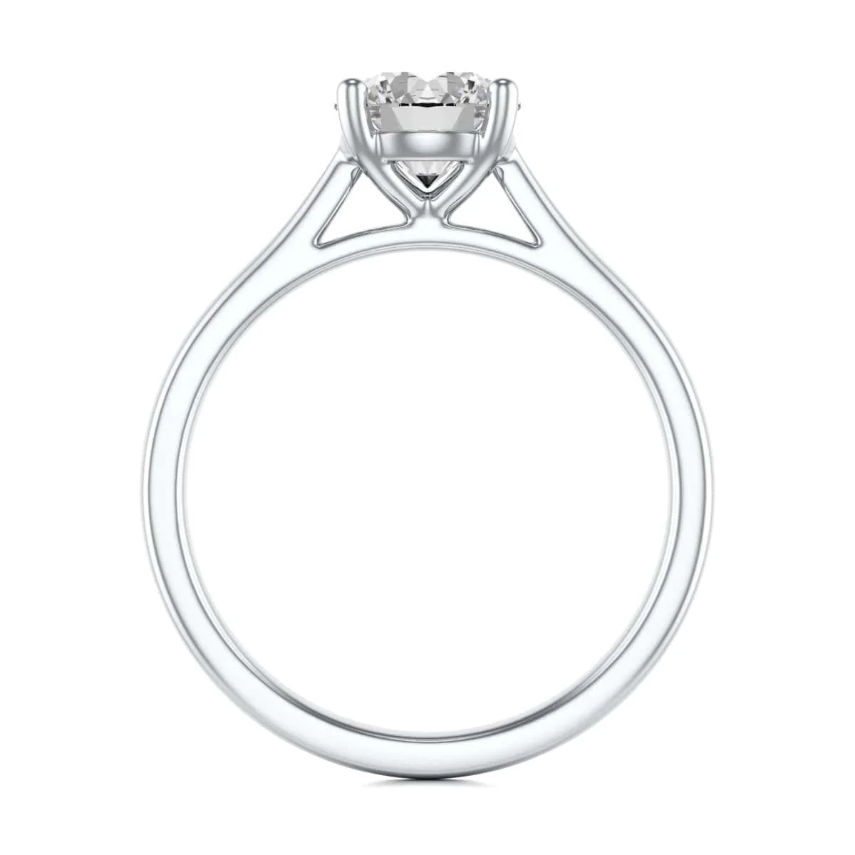 Diamond Engagement Ring- Round Four Claw Split Tapered Shank - Image 4
