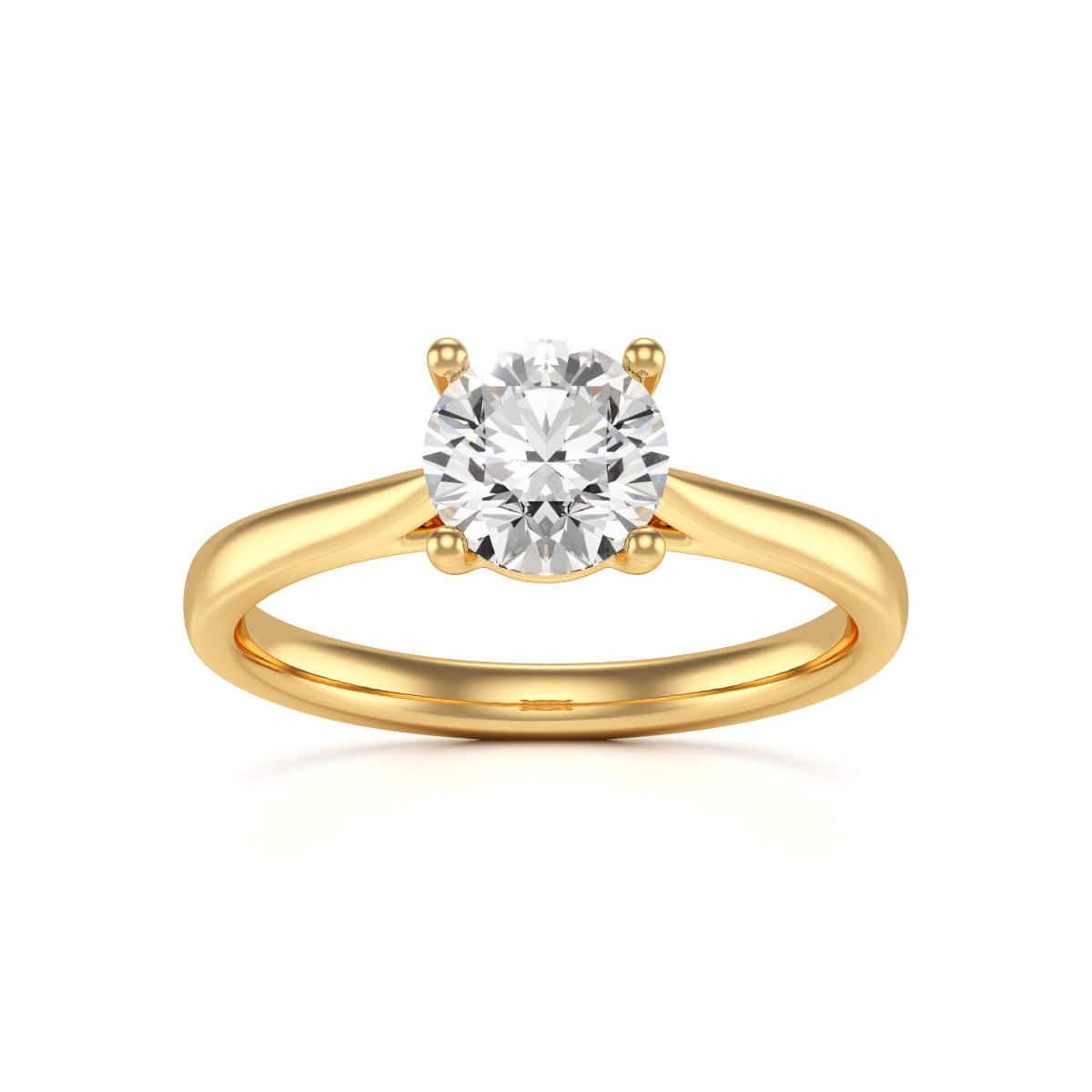 Diamond Engagement Ring- Round Four Claw Split Tapered Shank - Image 5