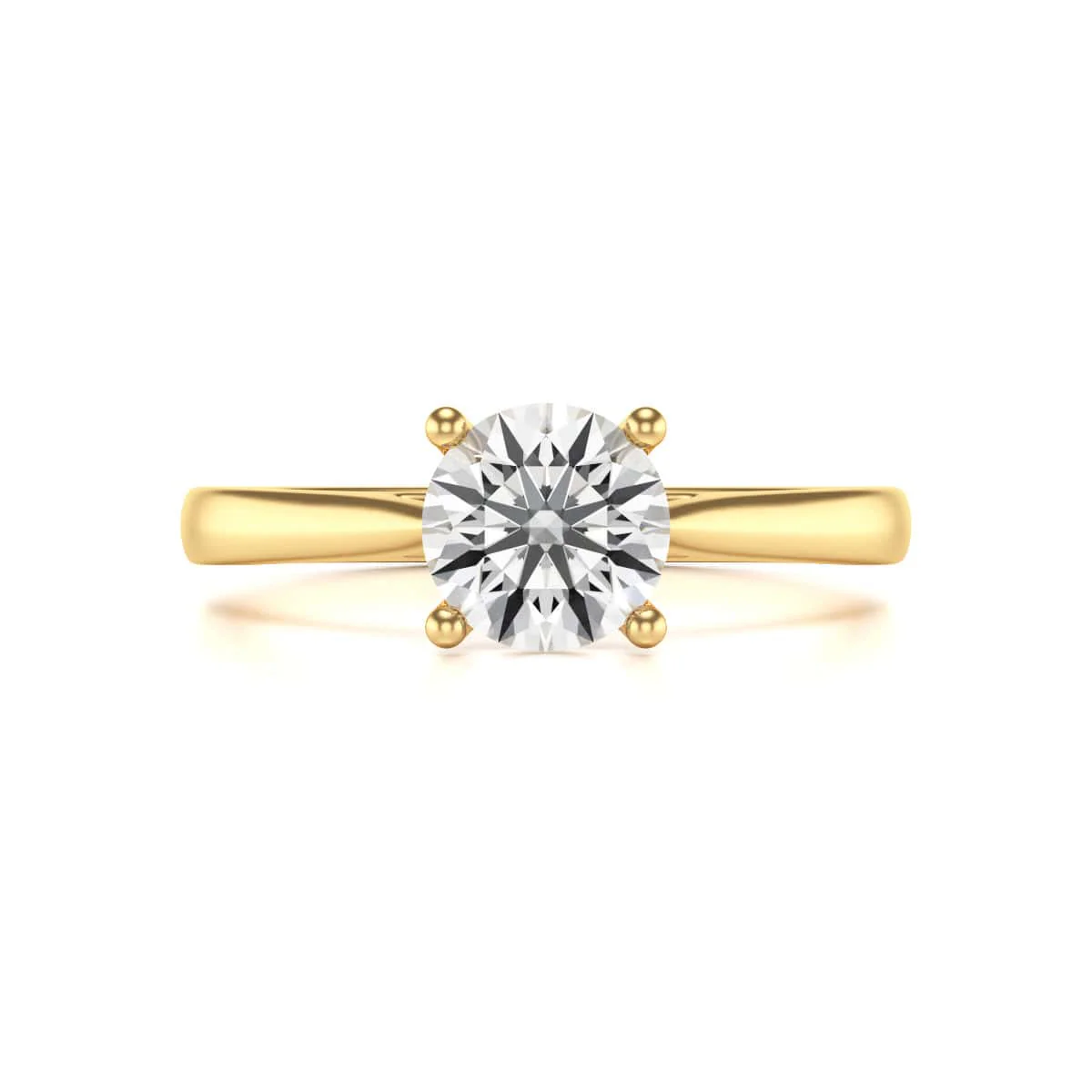 Diamond Engagement Ring- Round Four Claw Split Tapered Shank - Image 7