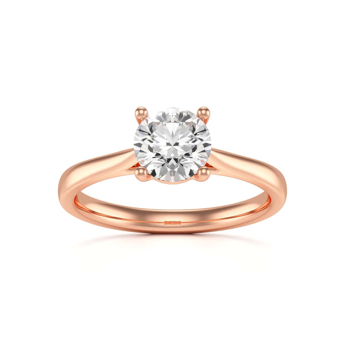 Diamond Engagement Ring- Round Four Claw Split Tapered Shank - Image 9
