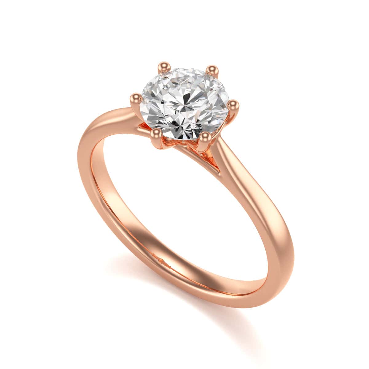 Diamond Engagement Ring- Round Six Claw Tapered Shank - Image 10