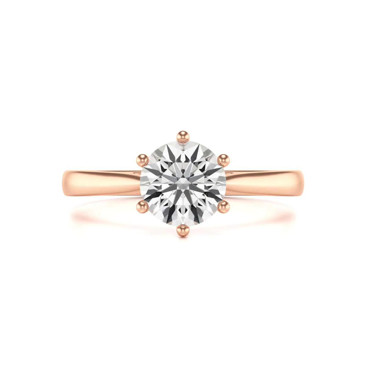 Diamond Engagement Ring- Round Six Claw Tapered Shank - Image 11