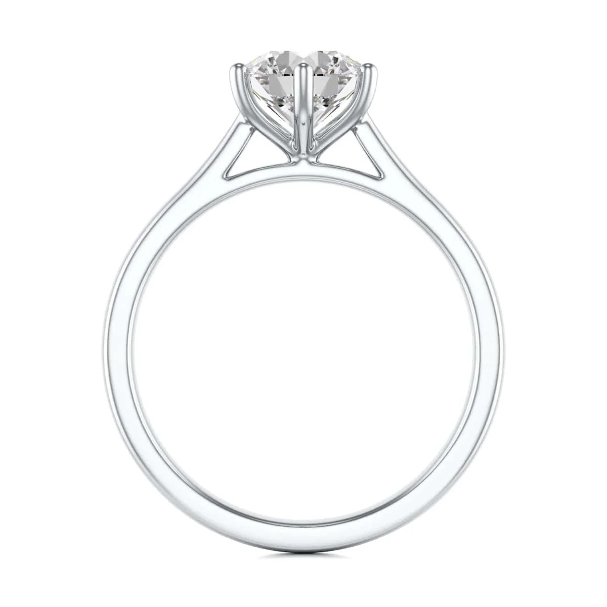 Diamond Engagement Ring- Round Six Claw Tapered Shank - Image 4