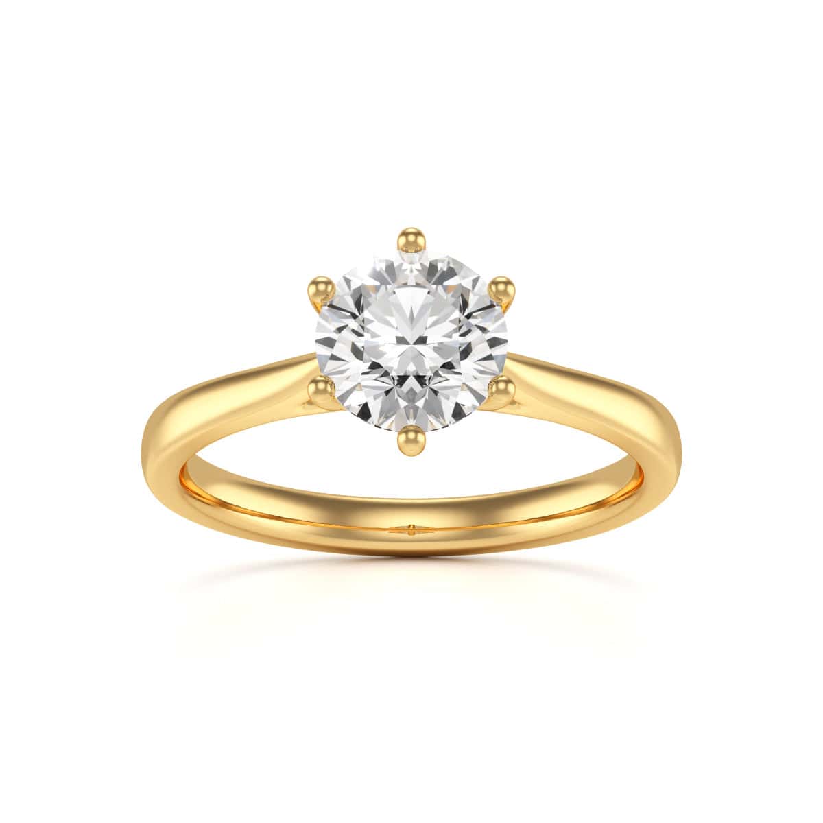 Diamond Engagement Ring- Round Six Claw Tapered Shank - Image 5