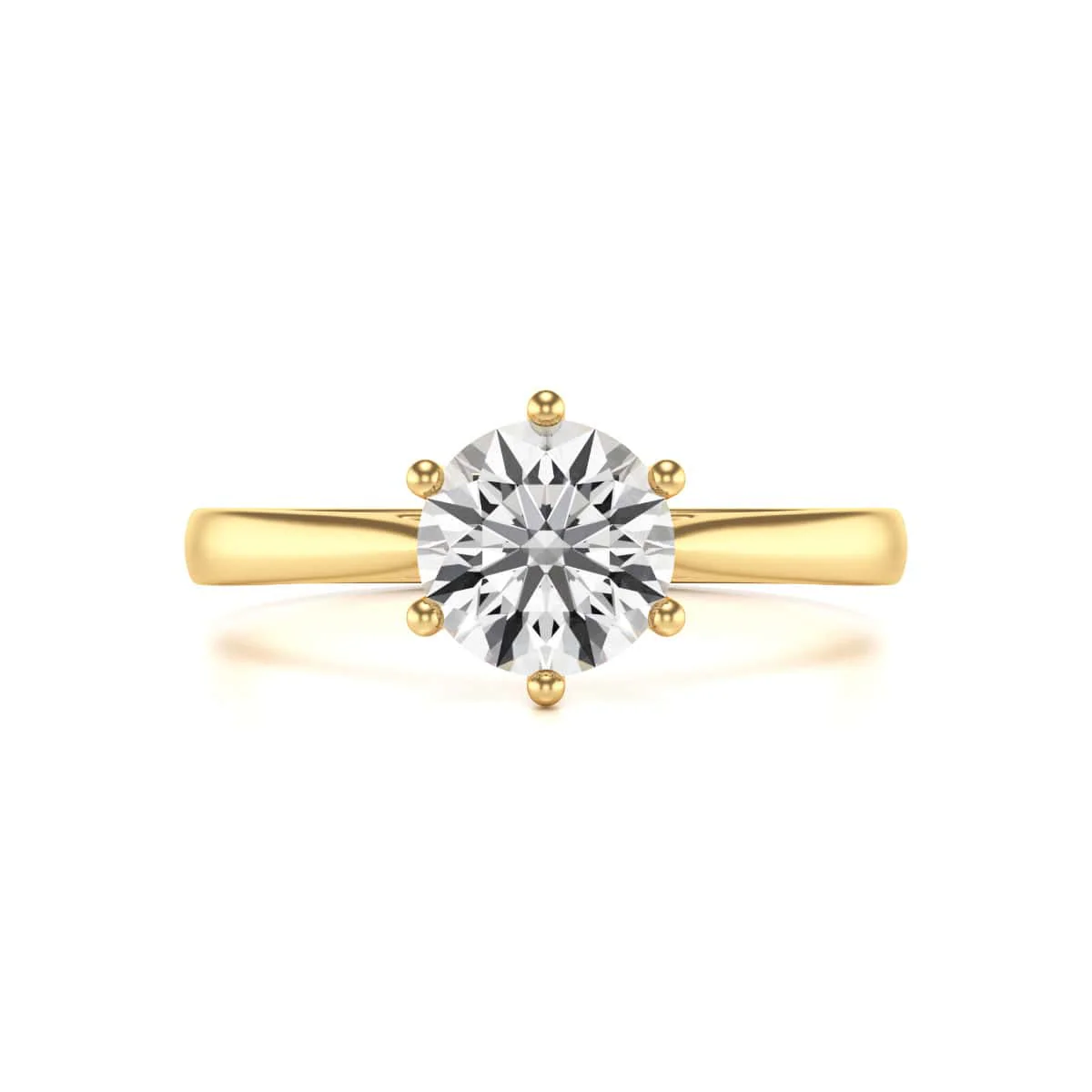 Diamond Engagement Ring- Round Six Claw Tapered Shank - Image 7