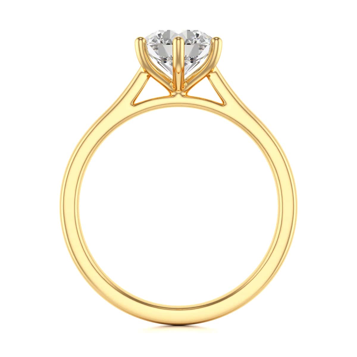 Diamond Engagement Ring- Round Six Claw Tapered Shank - Image 8