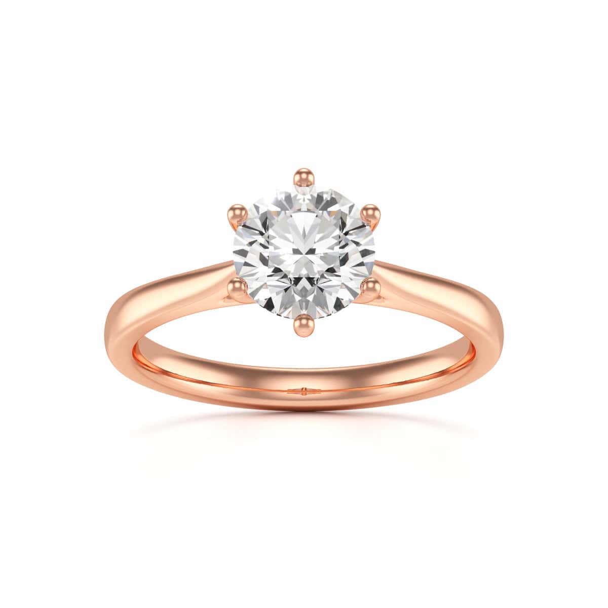 Diamond Engagement Ring- Round Six Claw Tapered Shank - Image 9