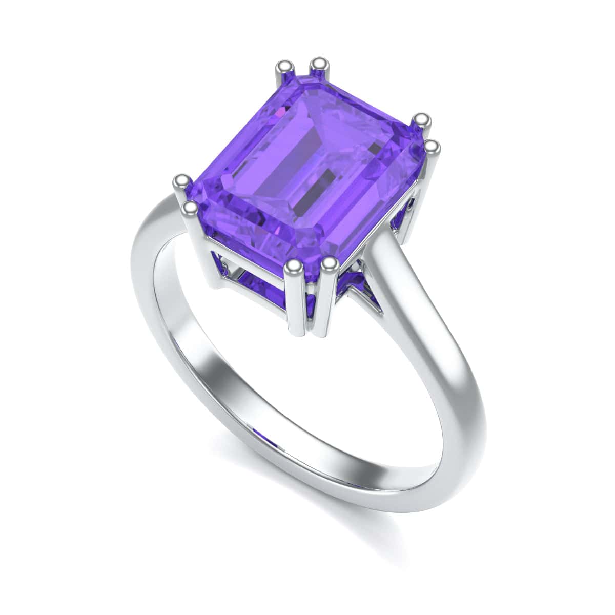 Emerald Cut Amethyst Solitaire Dress Ring - Image 10