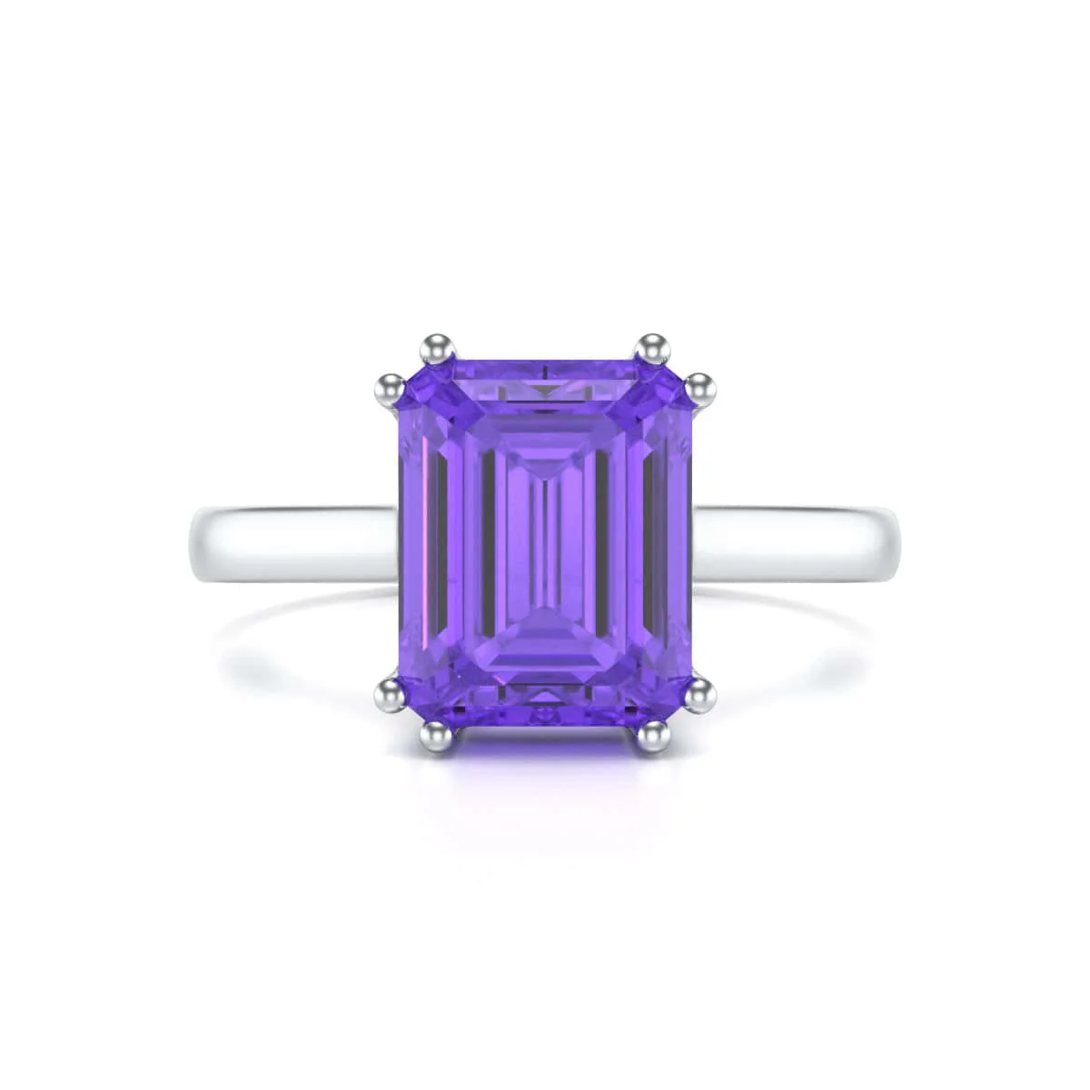 Emerald Cut Amethyst Solitaire Dress Ring - Image 12