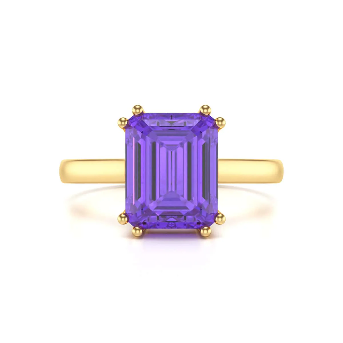 Emerald Cut Amethyst Solitaire Dress Ring - Image 3