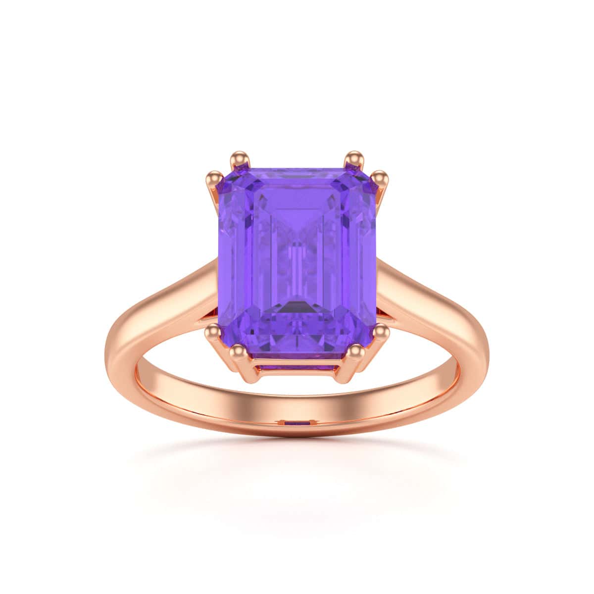Emerald Cut Amethyst Solitaire Dress Ring - Image 5