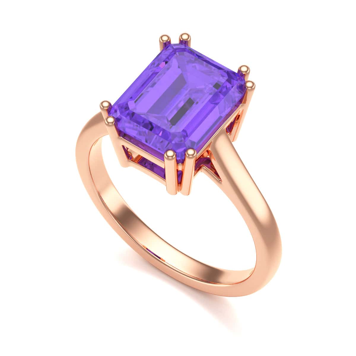 Emerald Cut Amethyst Solitaire Dress Ring - Image 6