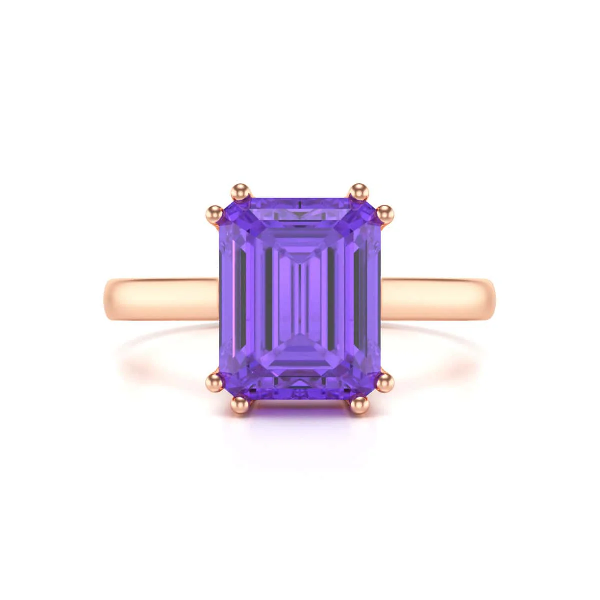 Emerald Cut Amethyst Solitaire Dress Ring - Image 7