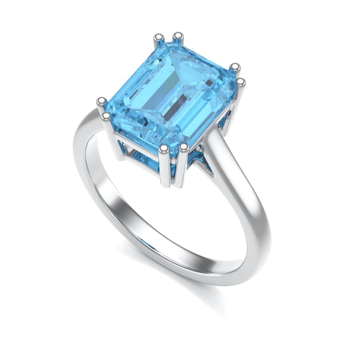 Emerald Cut Blue Topaz Solitaire Dress Ring - Image 10