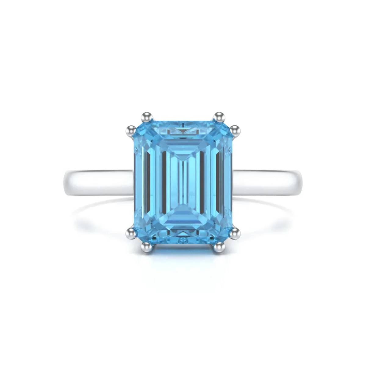 Emerald Cut Blue Topaz Solitaire Dress Ring - Image 11
