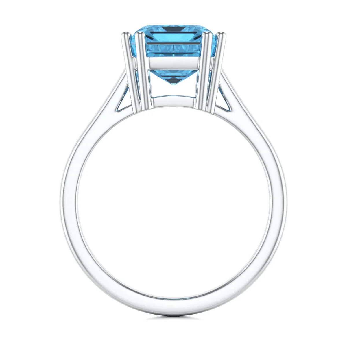 Emerald Cut Blue Topaz Solitaire Dress Ring - Image 12