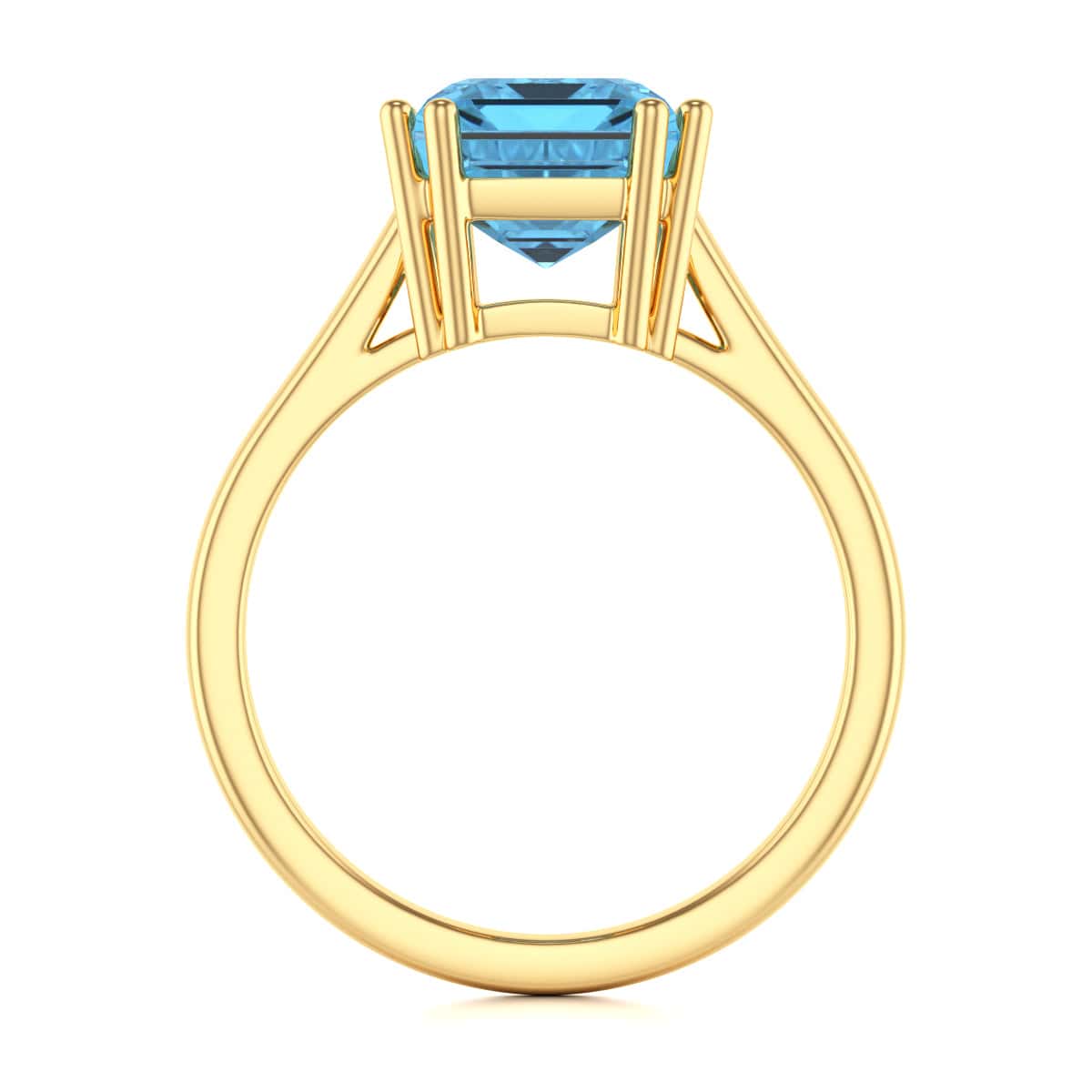 Emerald Cut Blue Topaz Solitaire Dress Ring - Image 3