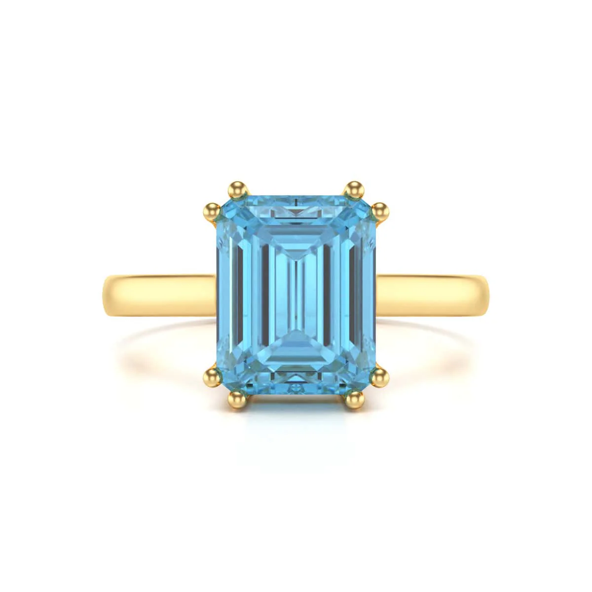 Emerald Cut Blue Topaz Solitaire Dress Ring - Image 4