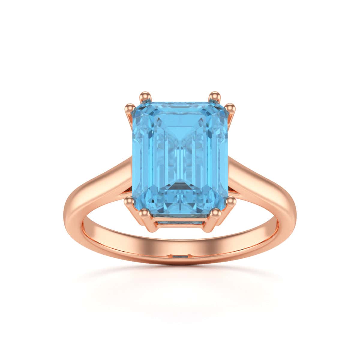 Emerald Cut Blue Topaz Solitaire Dress Ring - Image 5