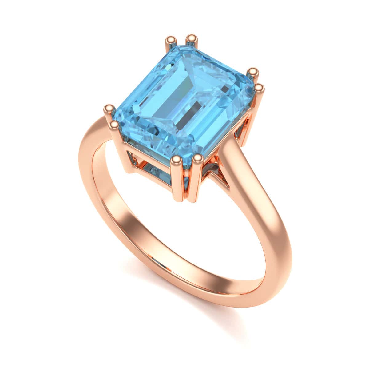 Emerald Cut Blue Topaz Solitaire Dress Ring - Image 6