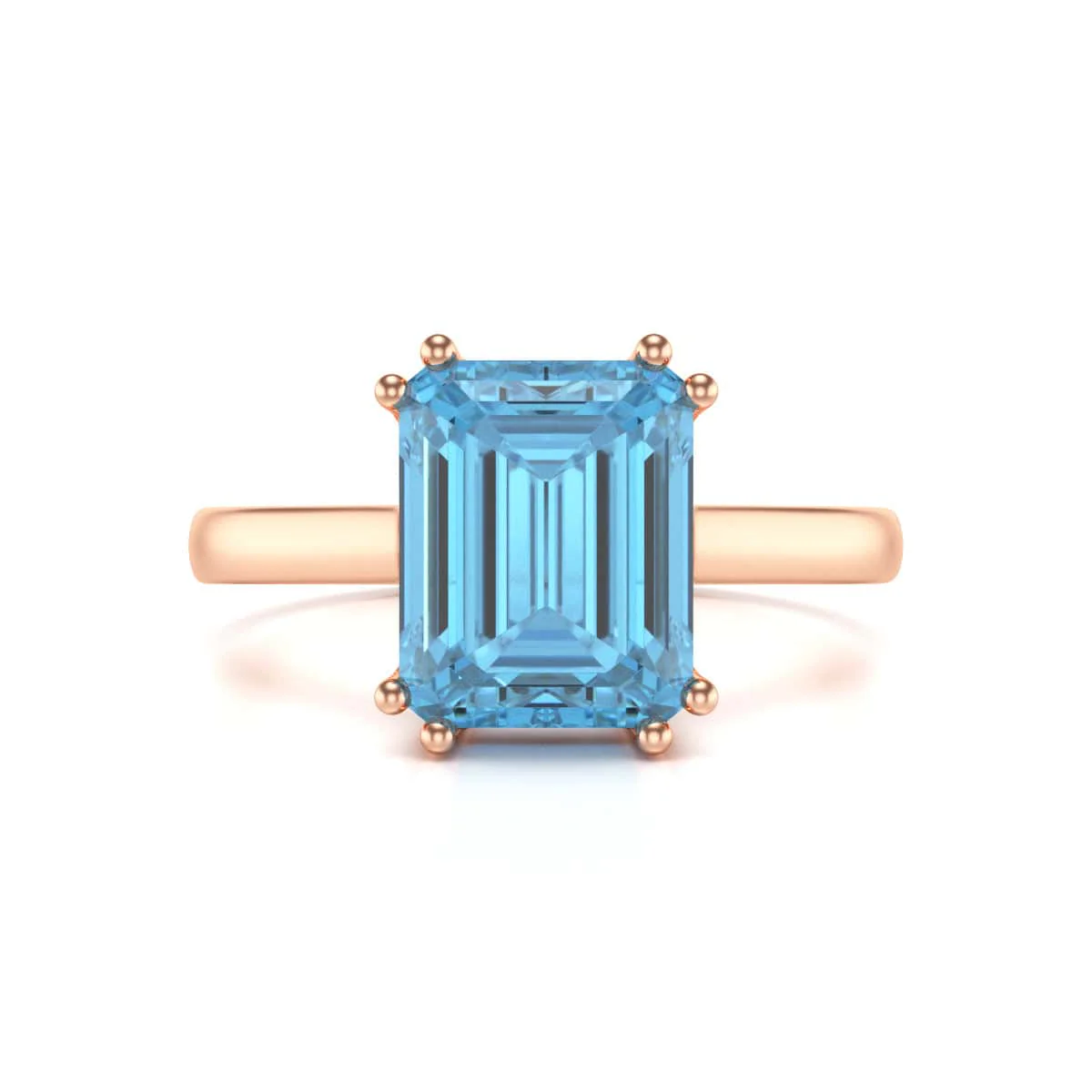 Emerald Cut Blue Topaz Solitaire Dress Ring - Image 7