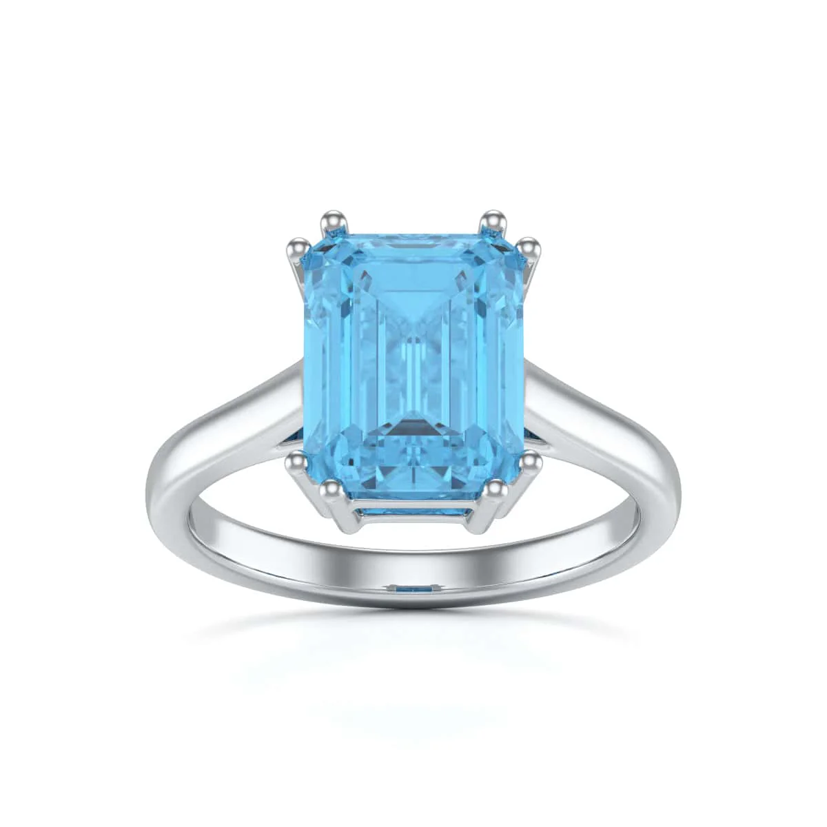 Emerald Cut Blue Topaz Solitaire Dress Ring - Image 9