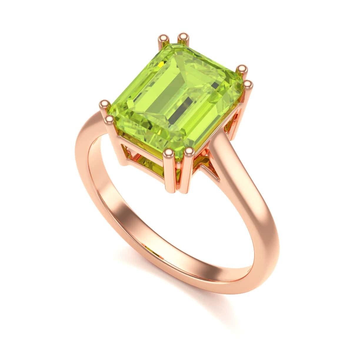Emerald Cut Peridot Solitaire Dress Ring - Image 10