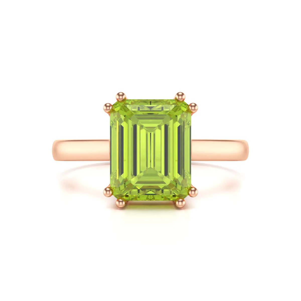 Emerald Cut Peridot Solitaire Dress Ring - Image 11